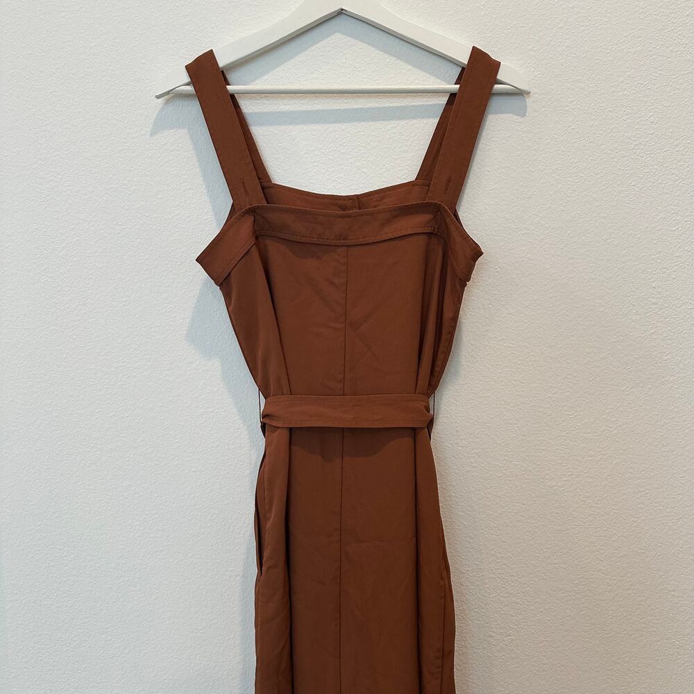Everlane The Japanese Go Weave Picnic knee-length brown button up self-tie dress - Picture 5 of 8